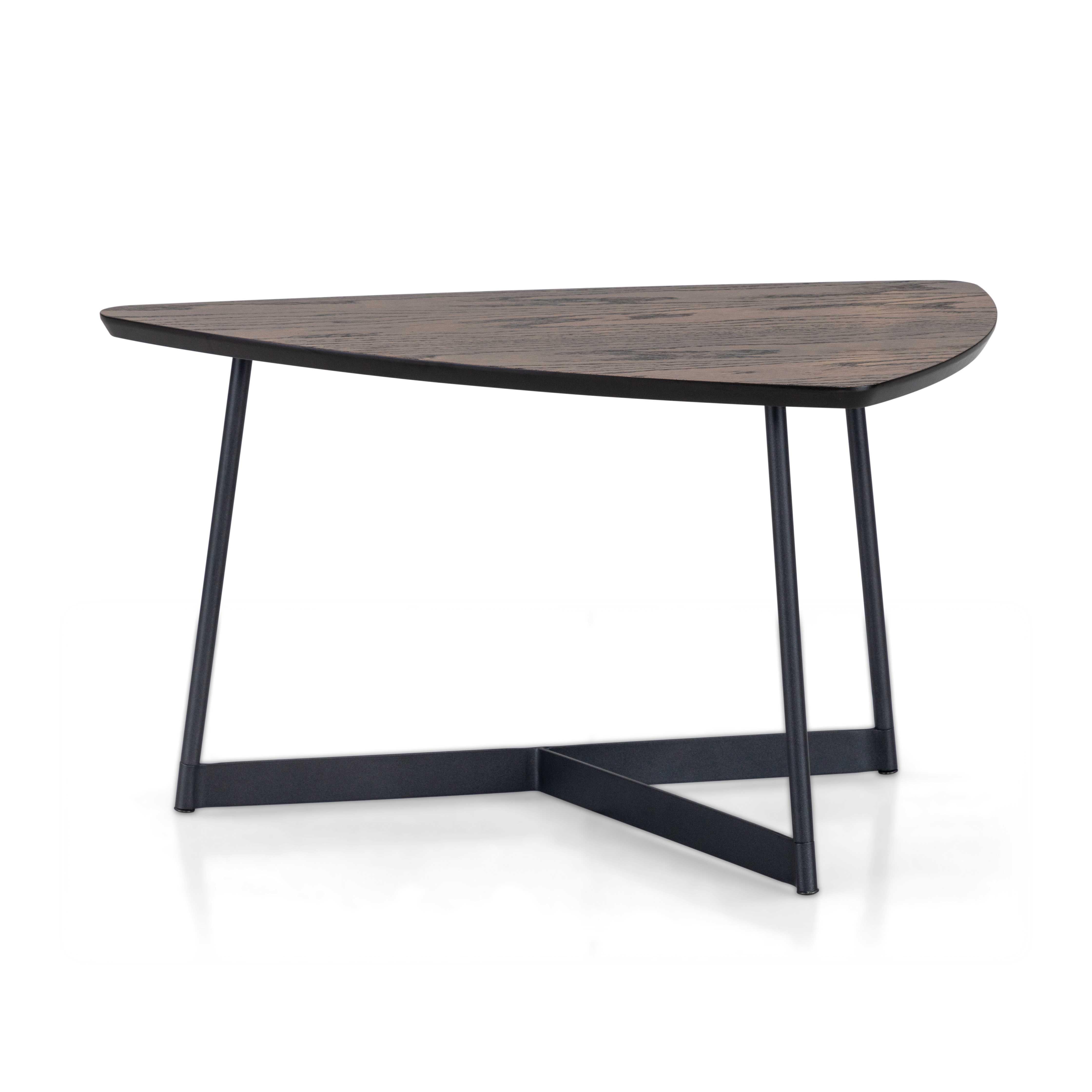 Lacquered Dark Oak 27-Inch Top Customizable Coffee Table with Black Base, Tria Line For Sale