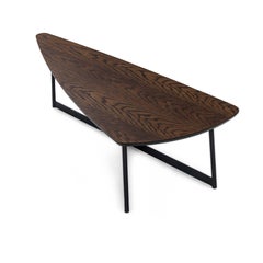 Customizable Dark Oak 39-Inch Top Coffee Table with Black Base, Tria Line