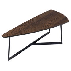 Customizable Dark Oak 39-Inch Top Coffee Table with Black Base, Tria Line