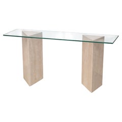 Table console TRIA Marbre Travertin MidCentury '99 Modern Design Spain En stock