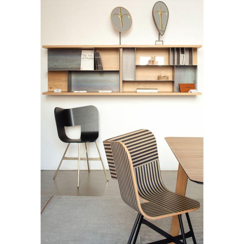 Tria Gold 4 Legs Chair, Black Open Pore Seat by Colé Italia For Sale 1