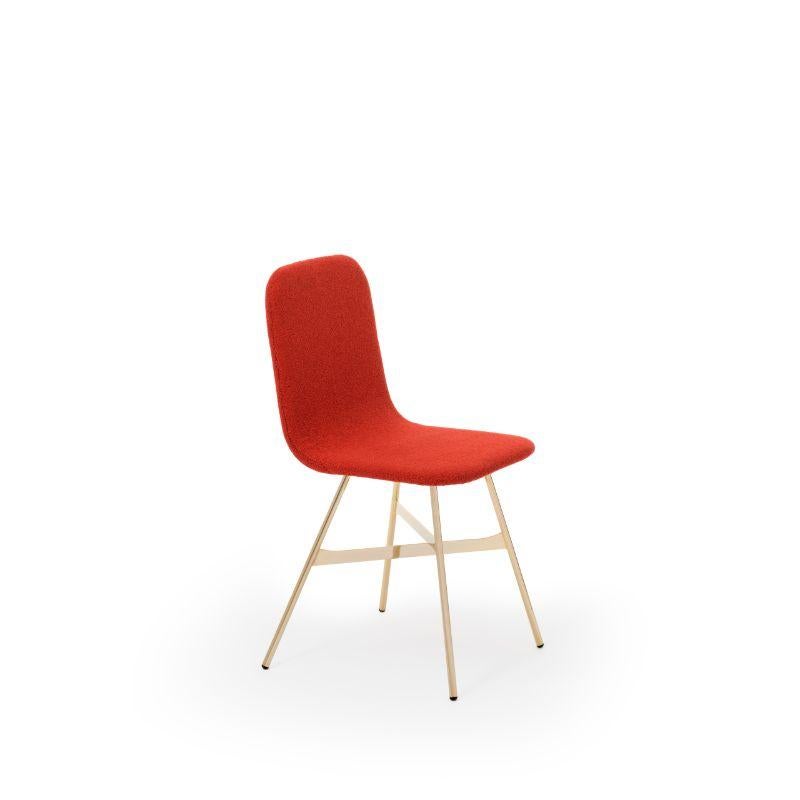 Tria Gold Upholstered, Chili by Colé Italia with Lorenz & Kaz
Dimensions: H 82.5, D 52, W 58 cm
Materials: Plywood chair; golden metal legs, upholstered fabric C

Also available: Tria; 3 legs, with cushion, black, gold, simple, stool,