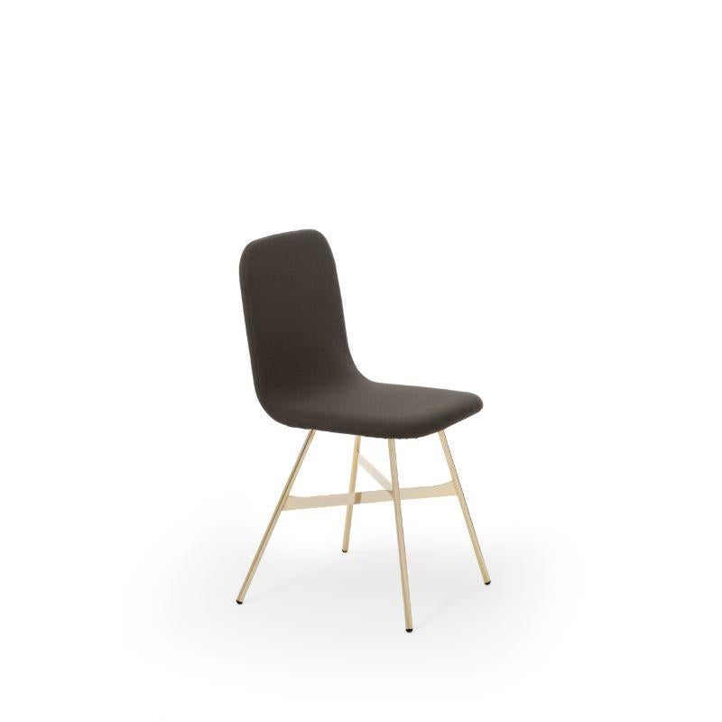 Tria gold upholstered, coffee by Colé Italia with Lorenz & Kaz
Dimensions: H 82.5, D 52, W 58 cm
Materials: plywood chair; golden metal legs, upholstered fabric C

Also available: Tria; 3 legs, with cushion, black, gold, simple, stool,