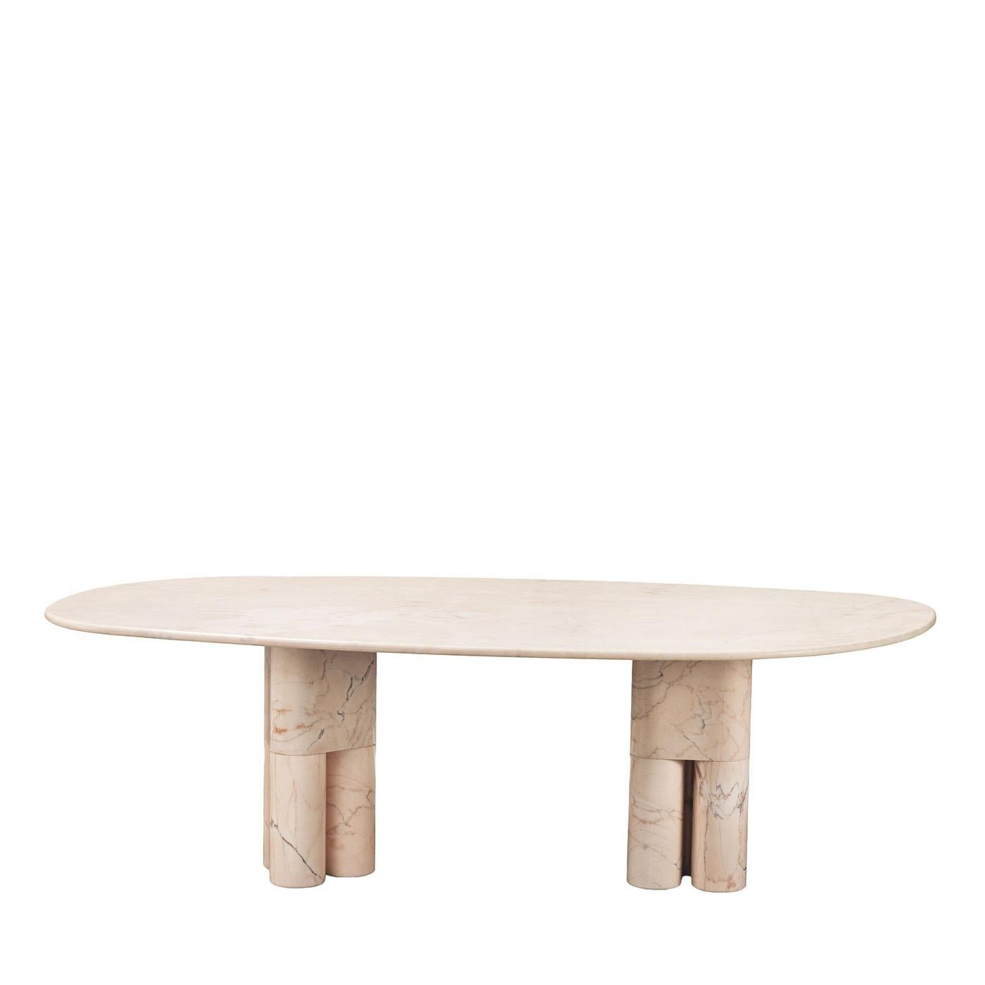 Marbre Table de salle à manger TRIA en marbre rose irrégulier du Portugal par L. Bozzoli en vente