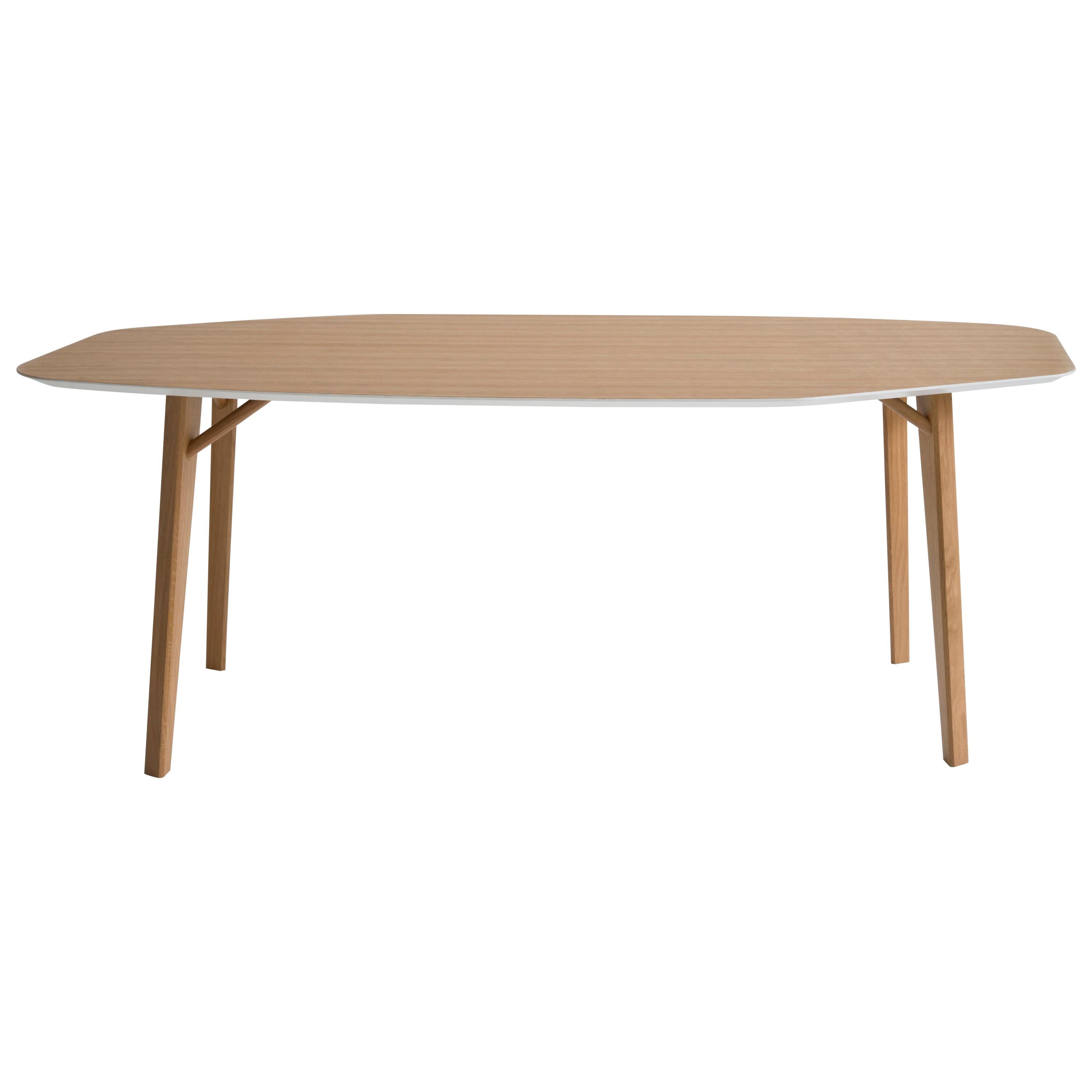 Tria Octa Table by Colé, Asymmetric Top, Solid Oak Legs, Modern Design Icon