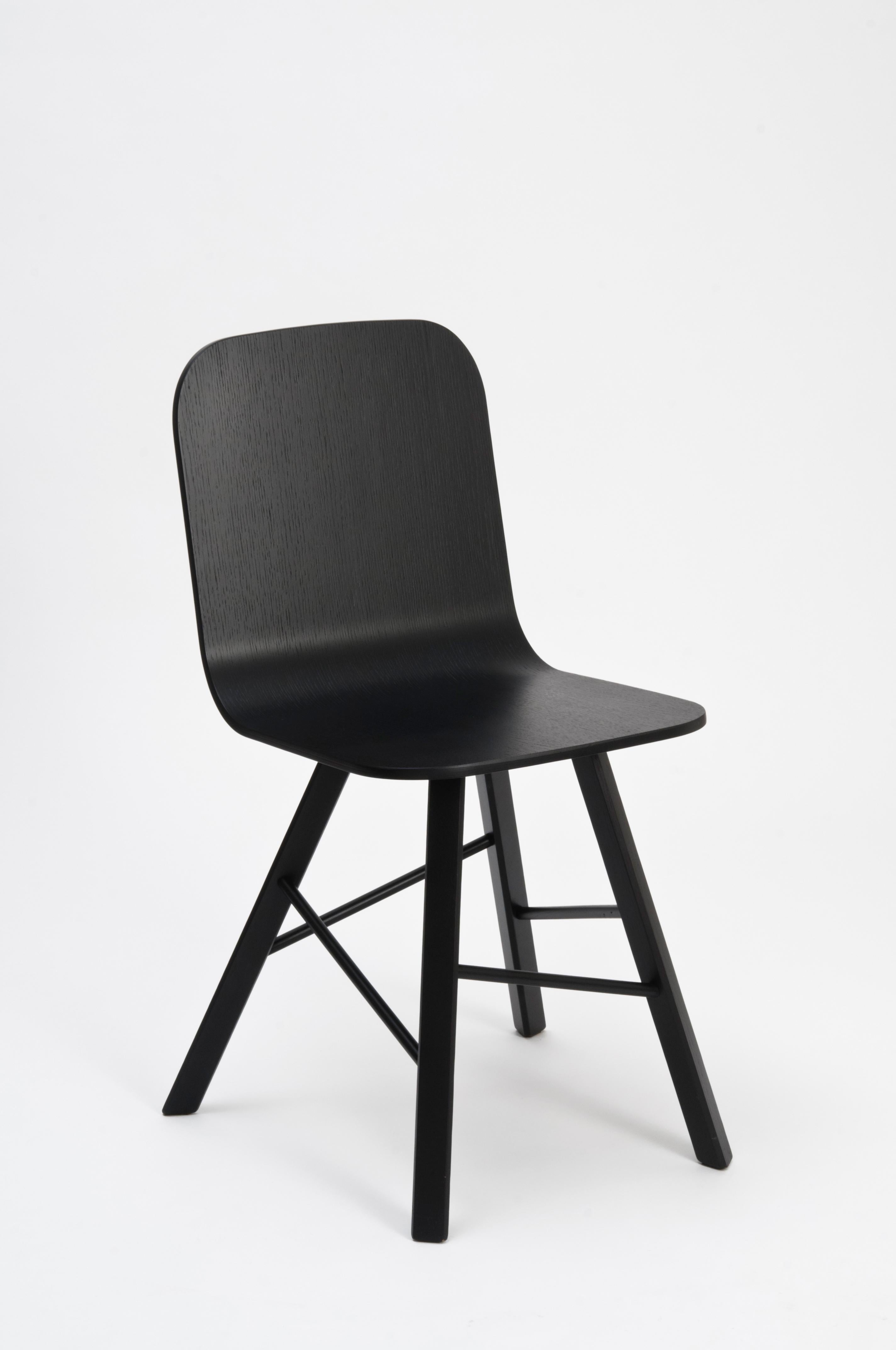 Tria Simple Chair Oak and Green Upholstered Seat by Colé, Minimalist For Sale 12