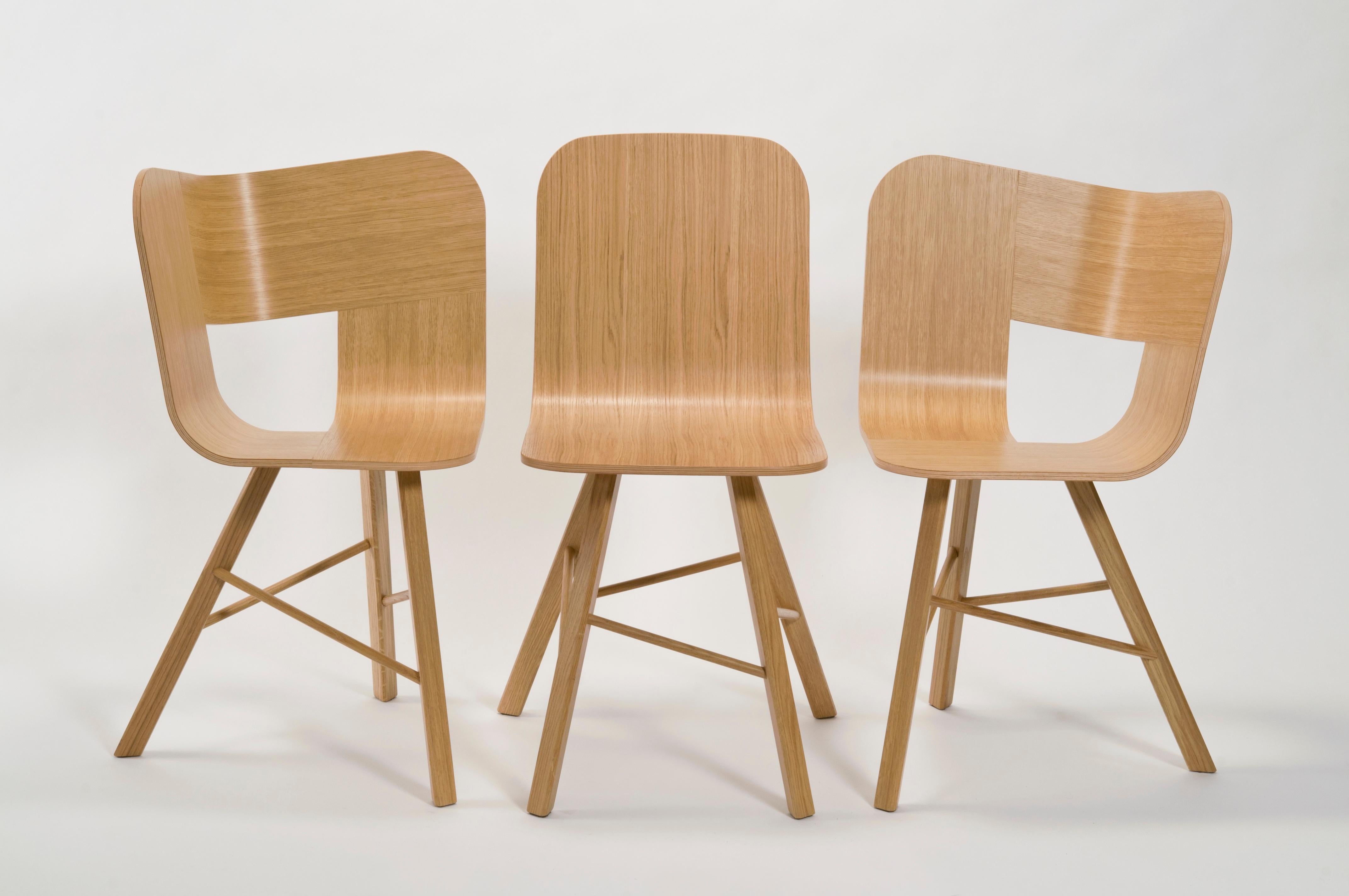 Paint Tria Simple Chair Oak and Green Upholstered Seat by Colé, Minimalist For Sale