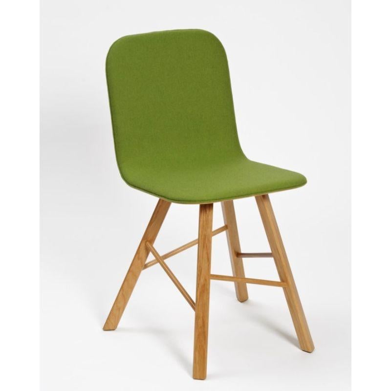 Modern Tria Simple Chair Upholstered, Acid Green, Natural Oak Legs by Colé Italia For Sale