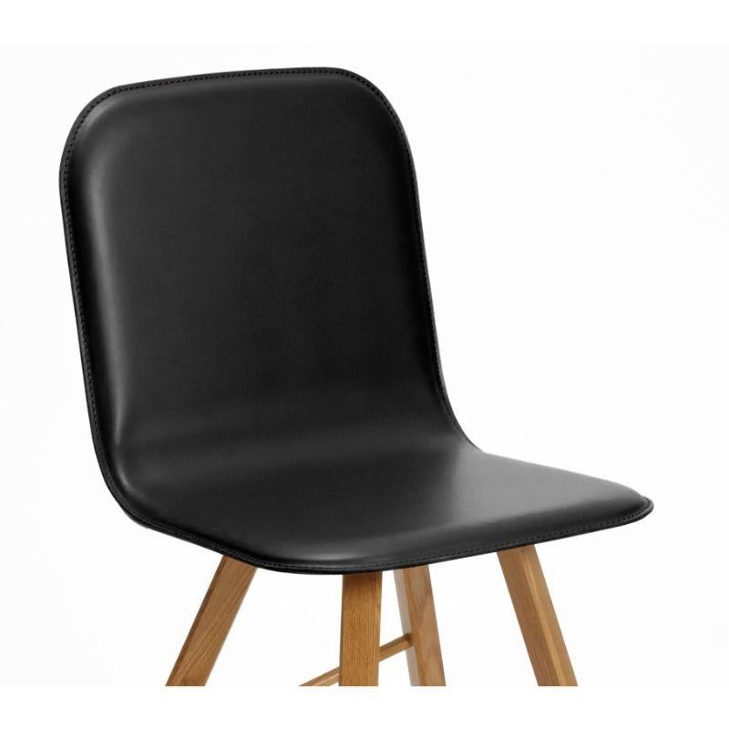 Tria Simple Chair Upholstered, Black Leather and Oak Legs by Colé Italia For Sale 5