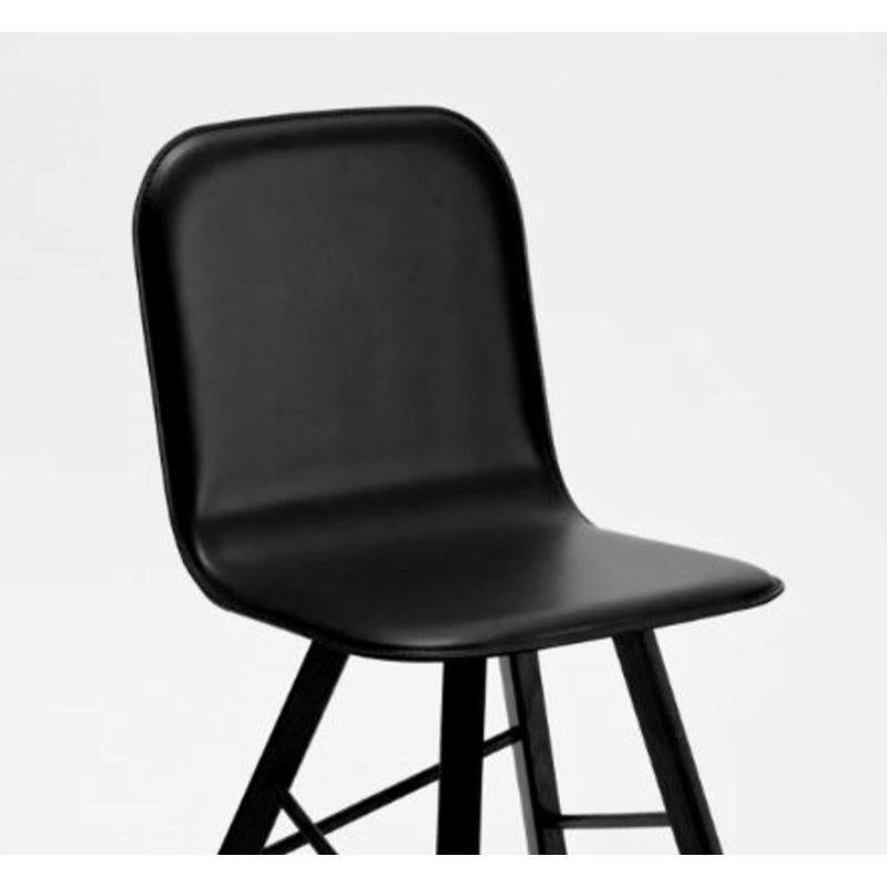 Tria Einfacher Stuhl, gepolstert, schwarzes Leder und Eichenbeine von Colé Italia (Moderne) im Angebot