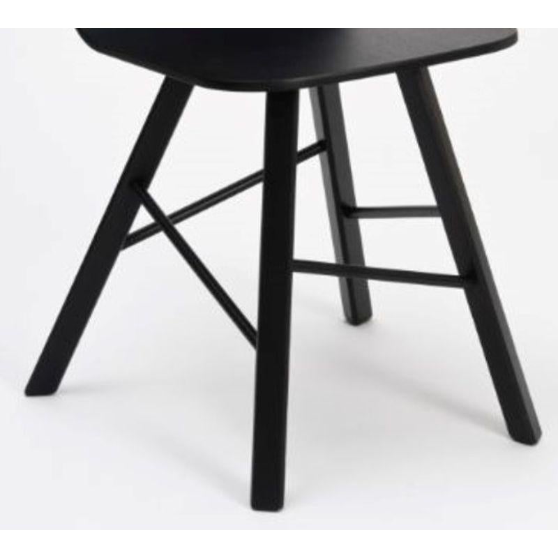 Italian Tria Simple Chair Upholstered, Black Leather and Oak Legs by Colé Italia For Sale