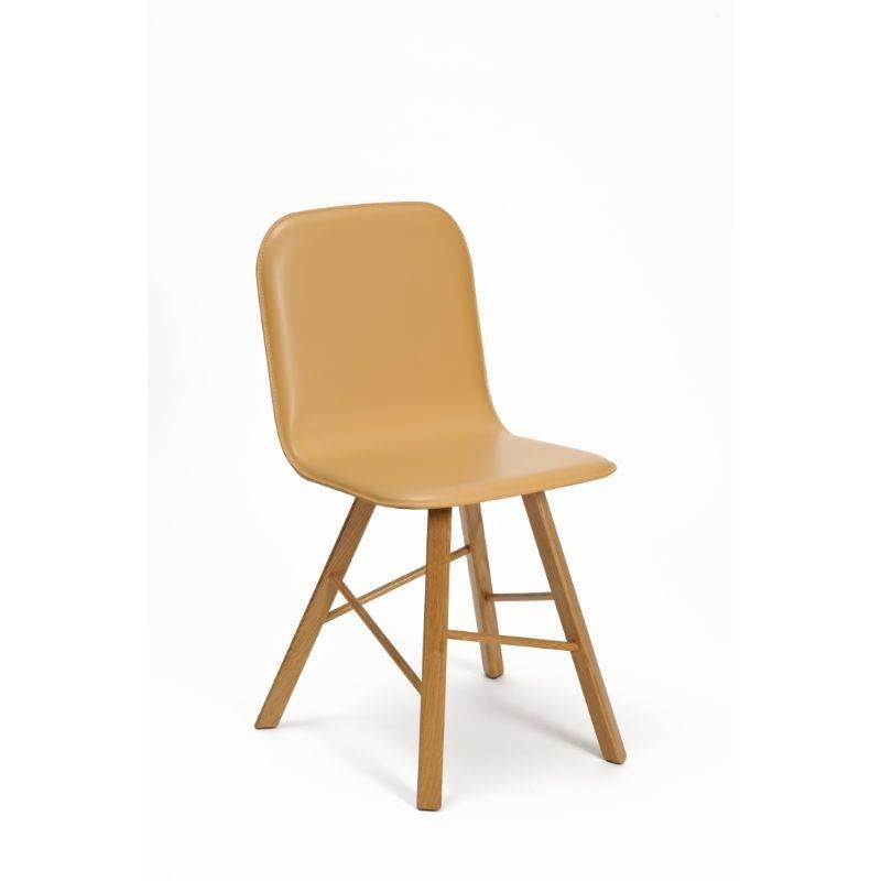 Contemporary Tria Simple Chair Upholstered, Black Leather and Oak Legs by Colé Italia For Sale