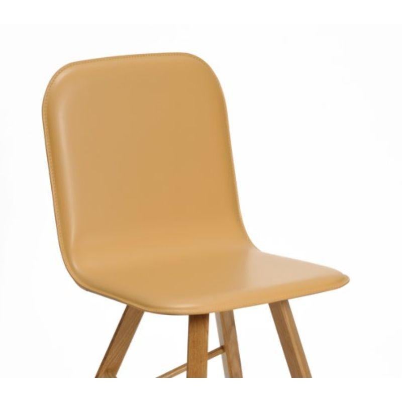 Italian Tria Simple Chair Upholstered, Natural Leather and Oak Legs by Colé Italia For Sale