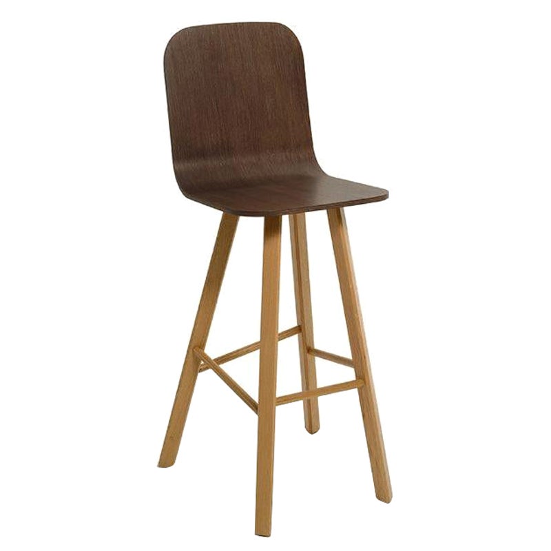 Tabouret Tria, dossier haut, noyer Canaletto de Colé Italia