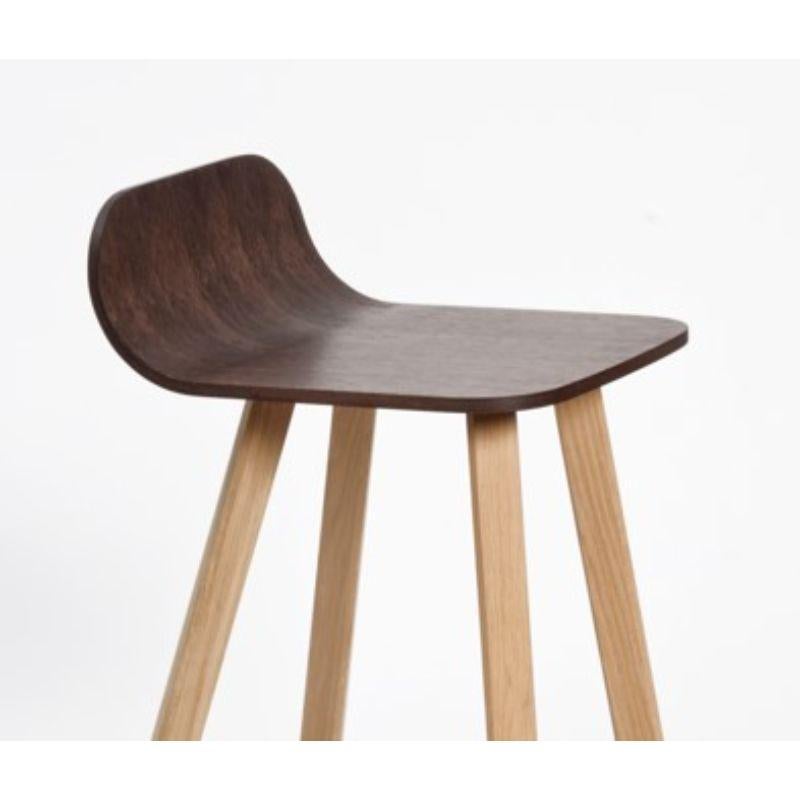 Leather Tria Stool, Low Back, Coffee by Colé Italia For Sale