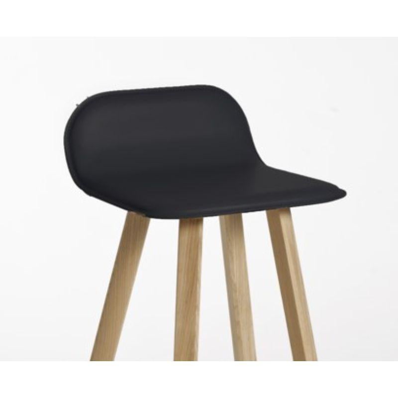 Taburete Tria, respaldo bajo, cuero negro by Colé Italia Otro en venta