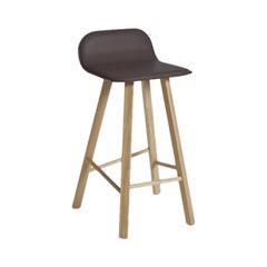Taburete Tria, respaldo bajo, piel café by Colé Italia