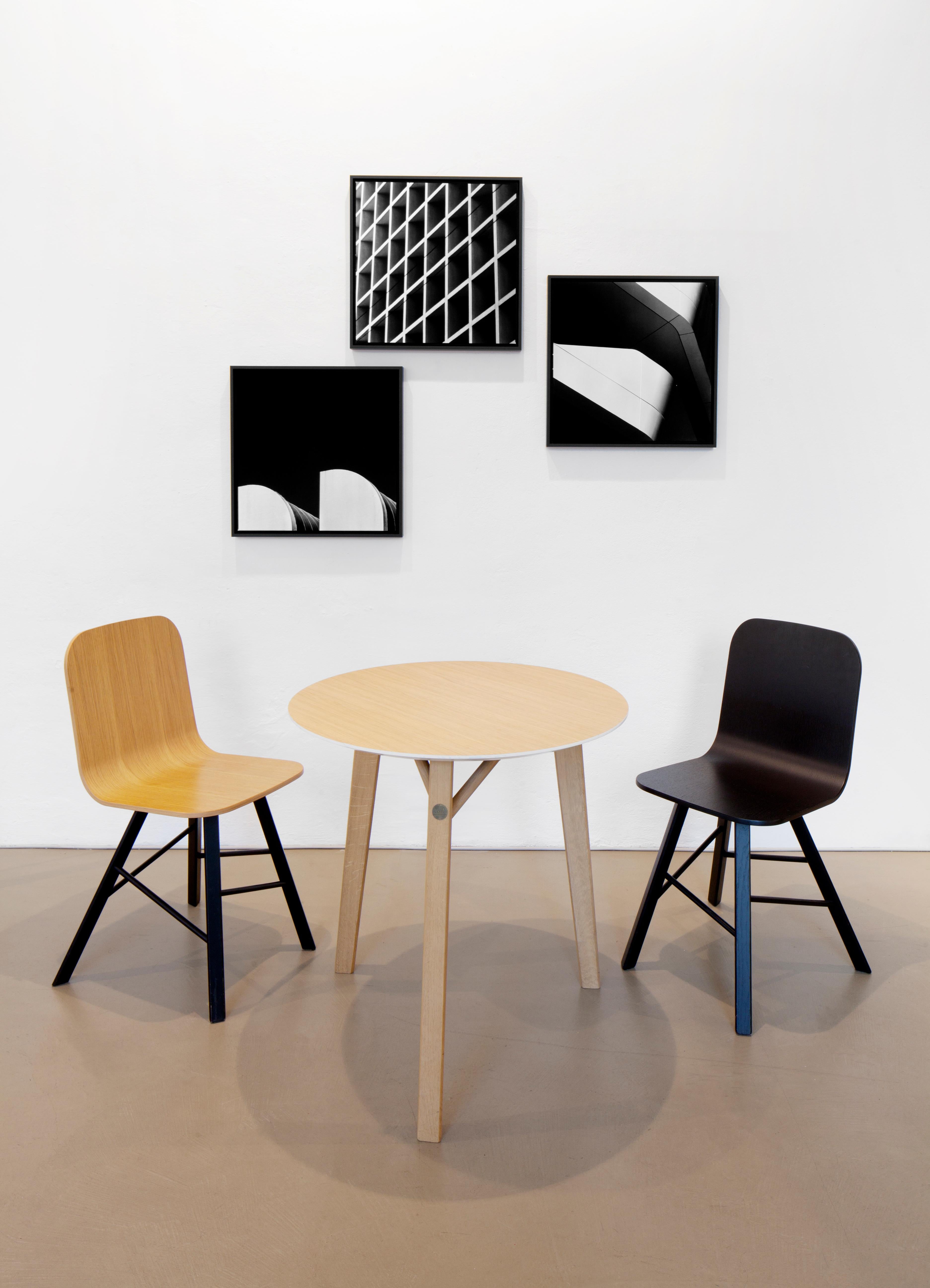 Paint Tria Tetra Square Table, Oak, Minimalist Design Icon Inspired to Graphic Art For Sale