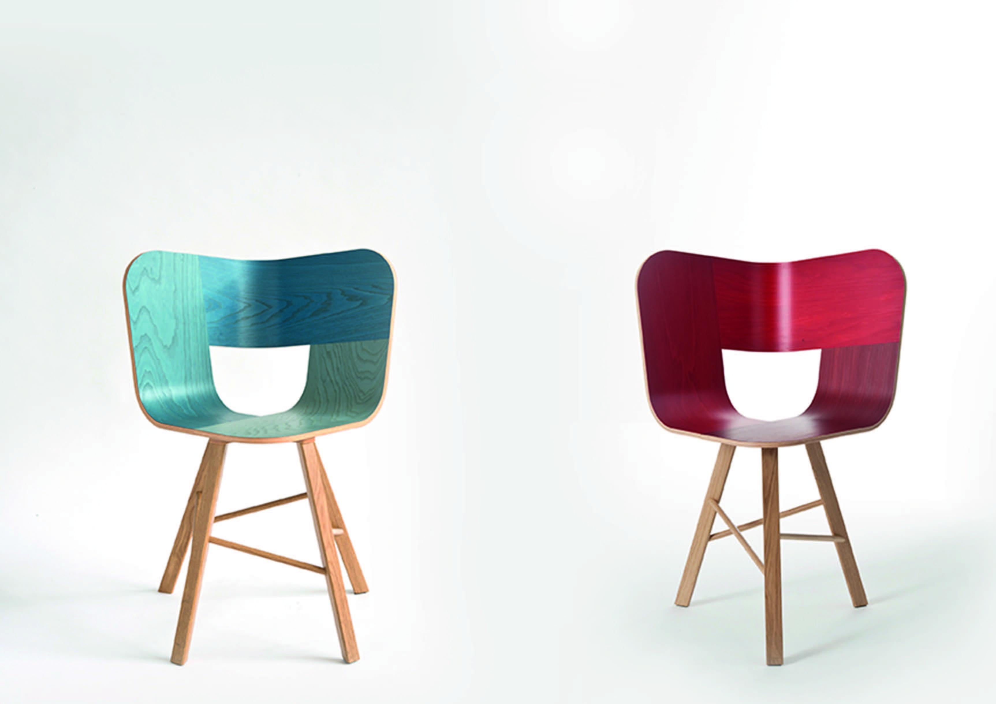 Tria Holz 3-Fuß-Stuhl, Rot von Colé Italia (Gemalt) im Angebot