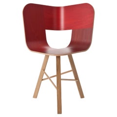 Tria Wood 3 Legs Chair, Red by Colé Italia