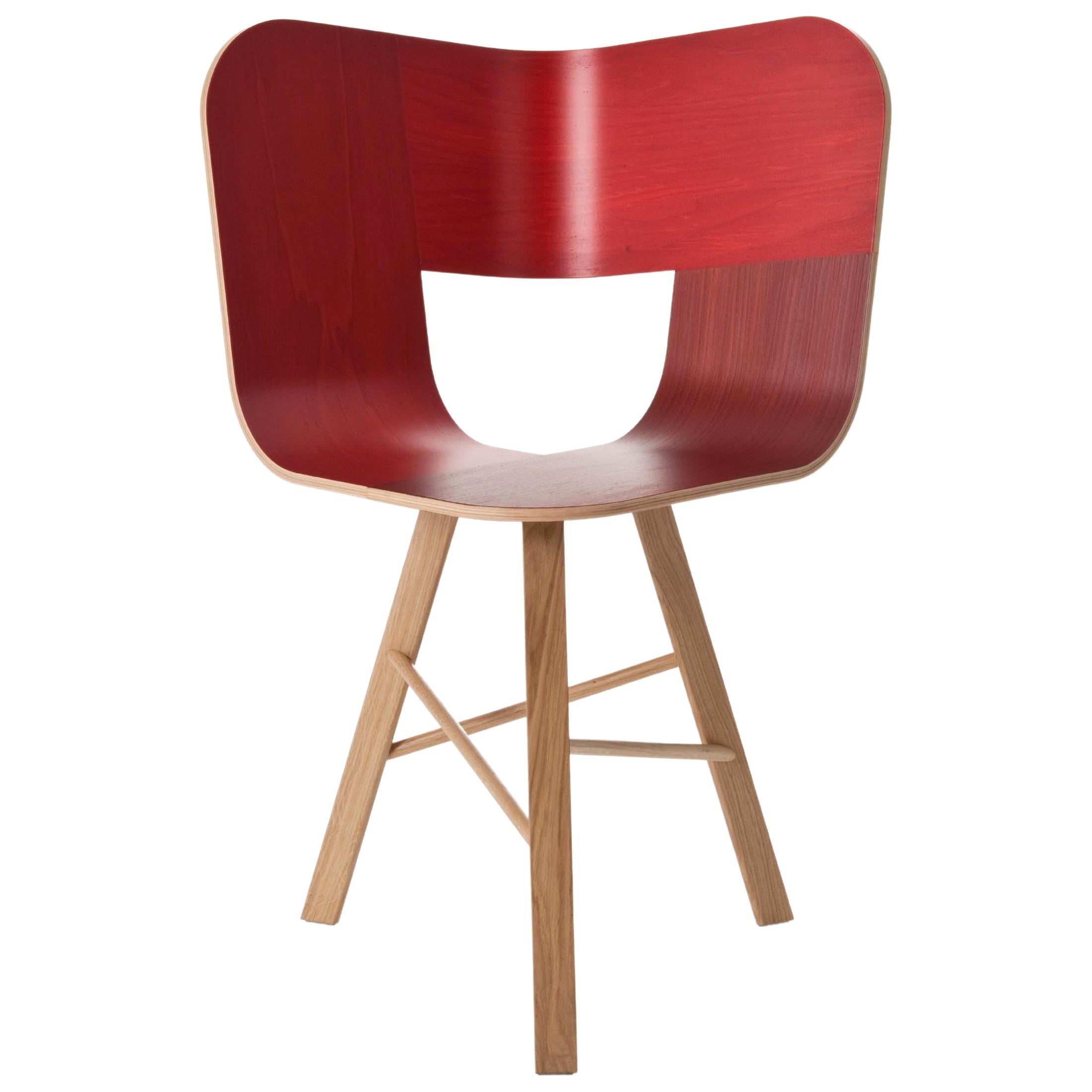 Chaise à 3 pieds en bois Tria, rouge par Colé Italia en vente