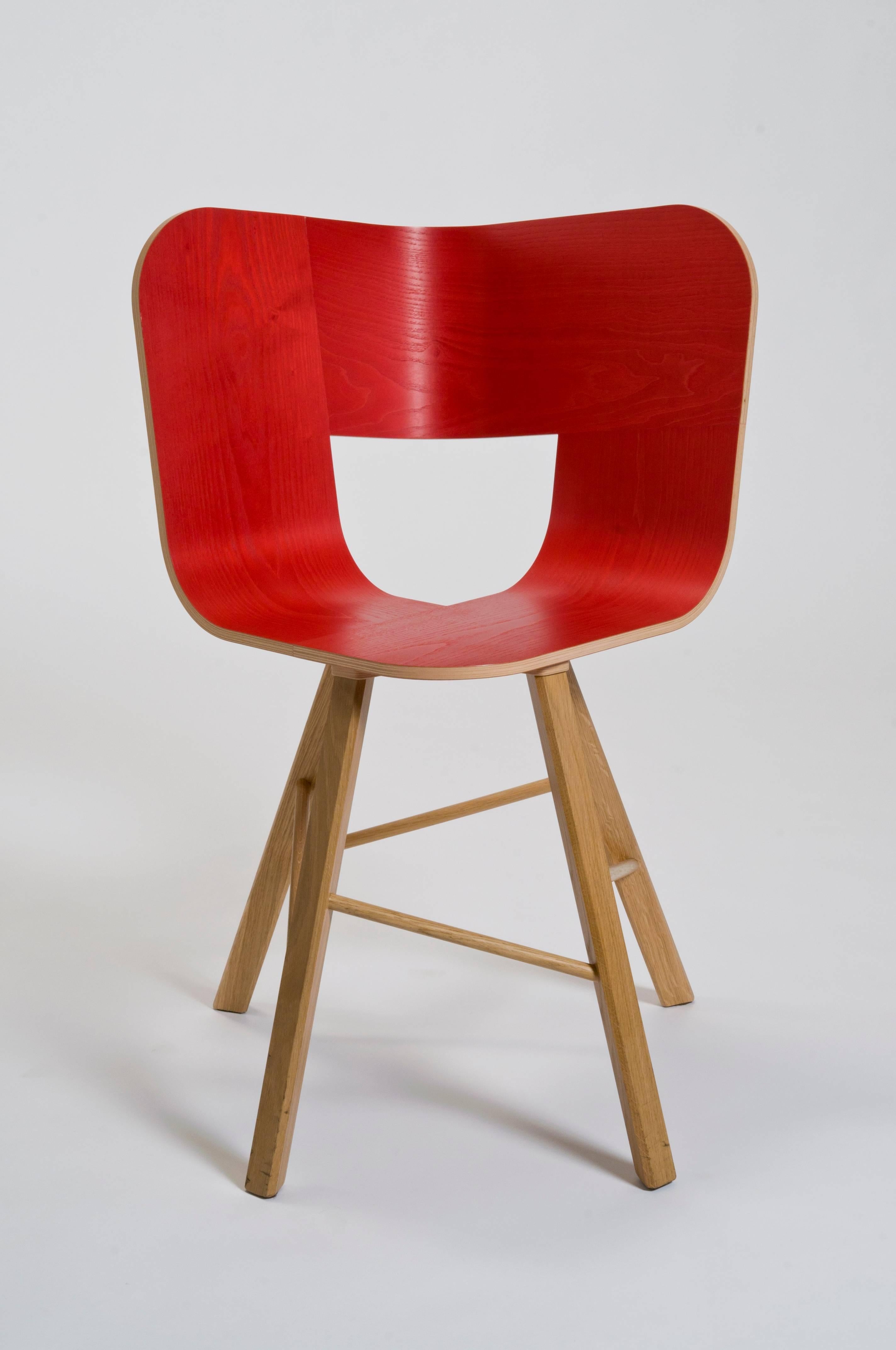 Tria Wood 4 Chair, Stripes Veneered Coat; Design Icon Inspired to Graphic Art For Sale 5