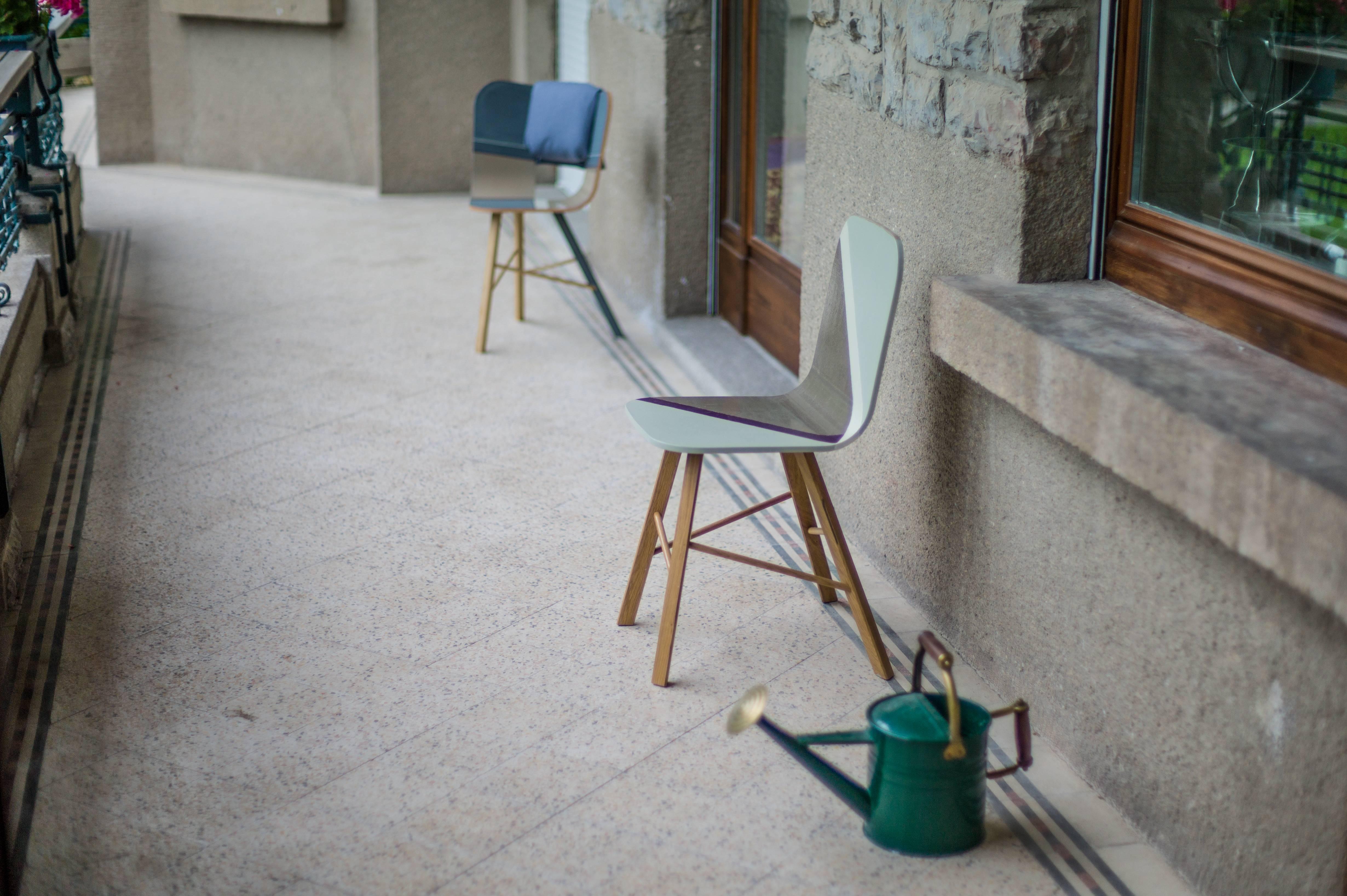 Tria Wood Chair, Design Icon, Tartan Hand-Painted Coat In New Condition In Milan, Lombardy