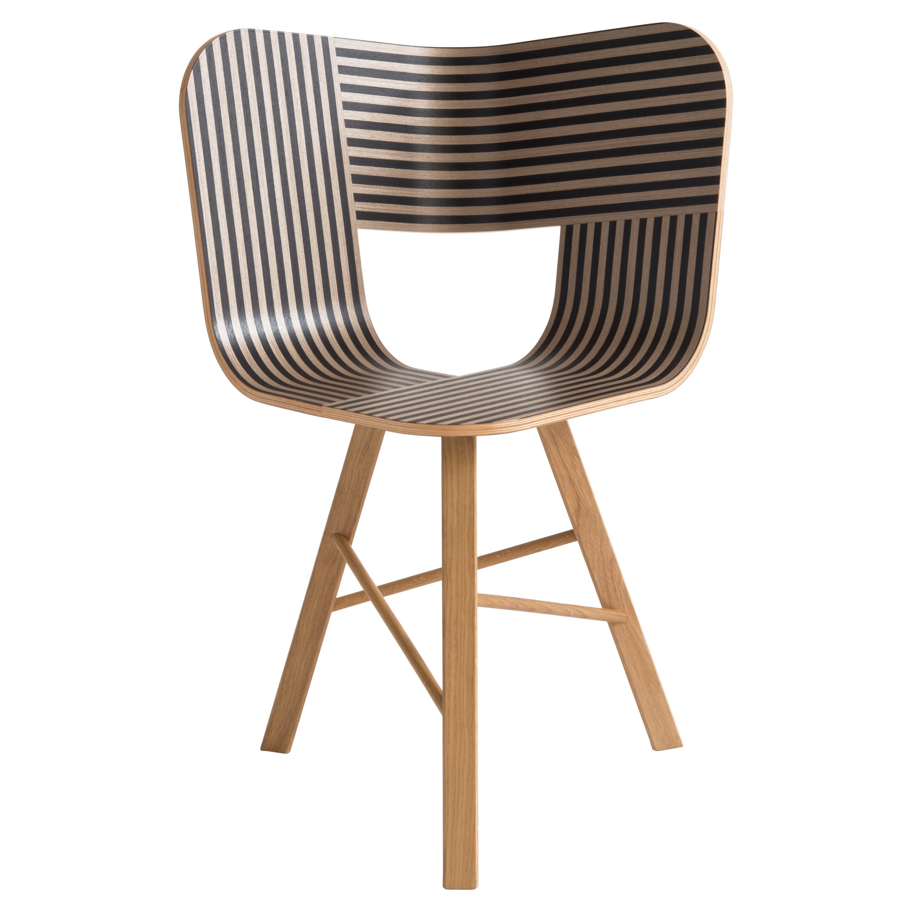 Tria Wood Chair, Stripes Veneered Coat, Solid Oak Legs Contemporary Design Icon