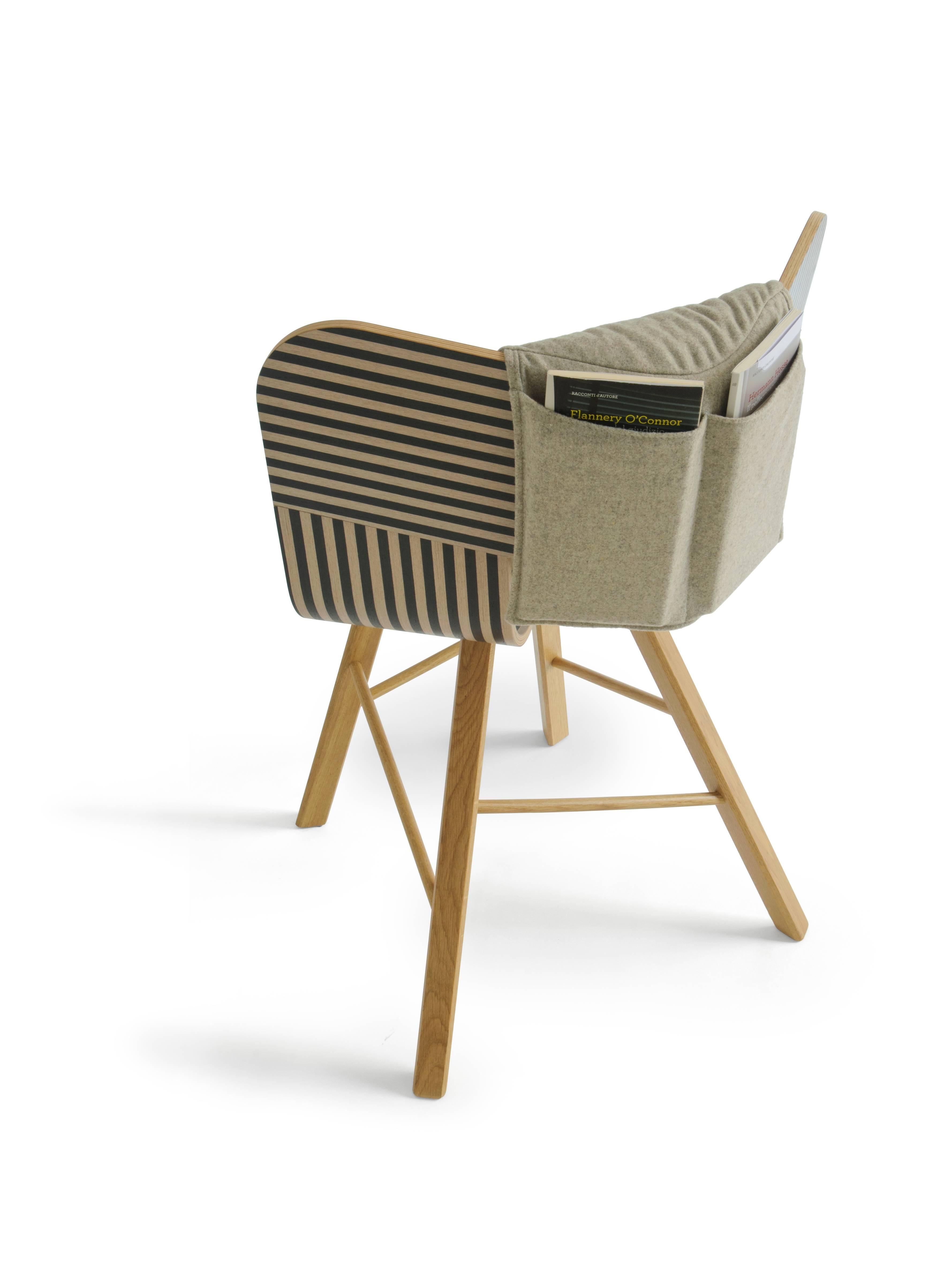 Minimalist Tria Wood Chair, Stripes Veneered Coat, Solid Oak Legs Contemporary Design Icon