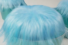 Triad Blue Bench by Bert Furnari Powder-Coated Aluminum Oak Plywood Wool Cushion