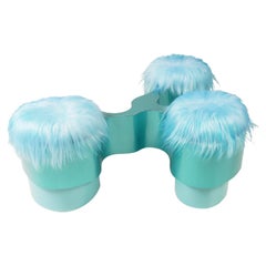 Triad Turquoise Bench by Bert Furnari PowderCoated Aluminum Goat Fur Retro Style