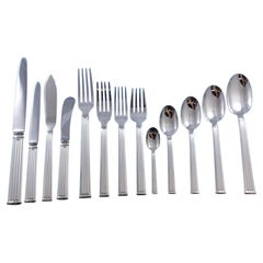Used Triade by Christofle France Silverplated Flatware Set 12 Service 160 pcs Dinner