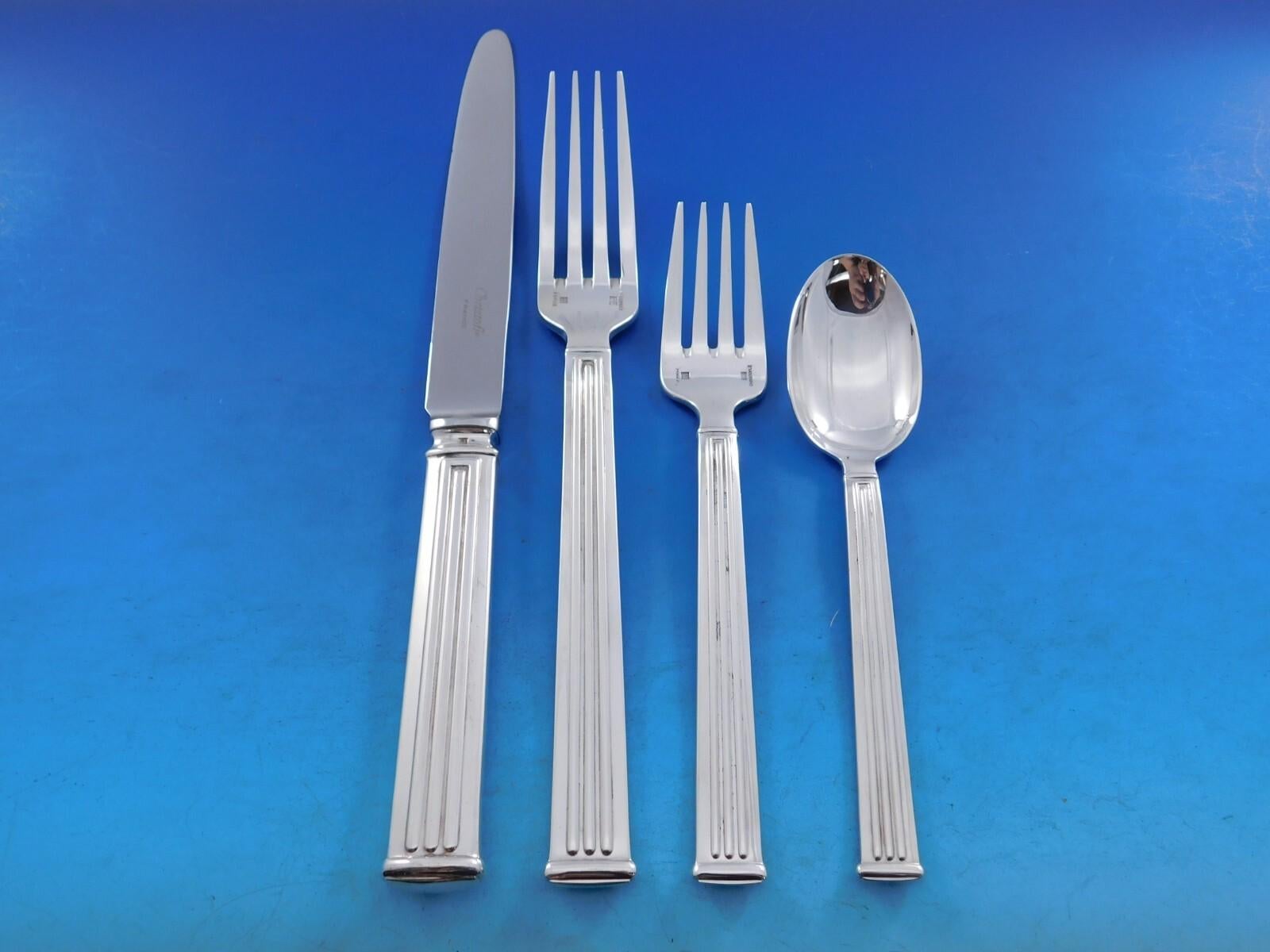 Triade by Christofle France Silverplated Flatware Set 12 Service 96 pcs Dinner For Sale 1