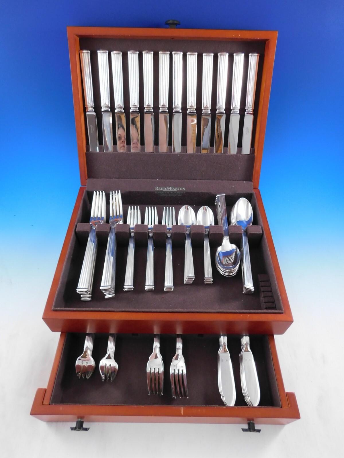 Triade by Christofle France Silverplated Flatware Set 12 Service 96 pcs Dinner For Sale 2