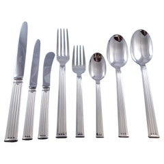 Used Triade by Christofle France Silverplated Flatware Set 8 Service 66 pcs Dinner