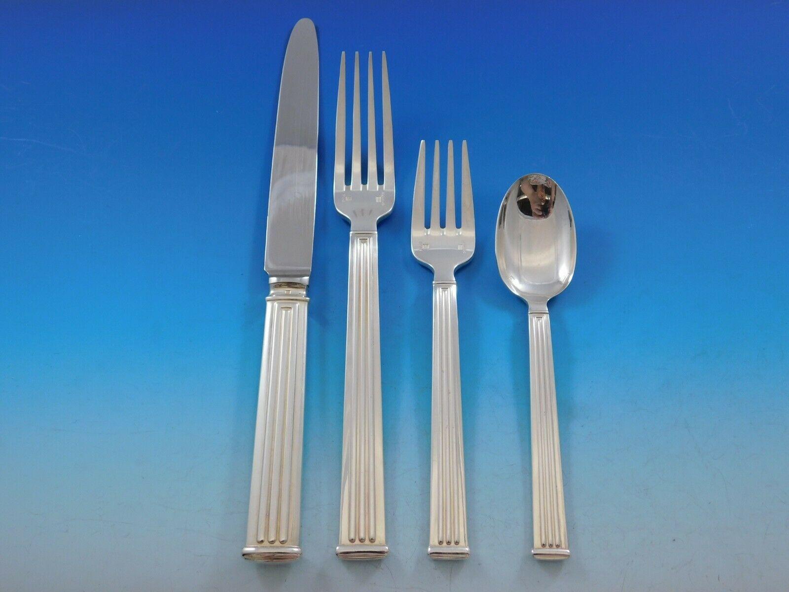 Triade by Christofle France Silverplated Flatware Set for 12 Service 61 Pieces In Excellent Condition In Big Bend, WI