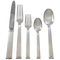 Triade by Christofle France Silverplated Flatware Set for 12 Service 61 Pieces