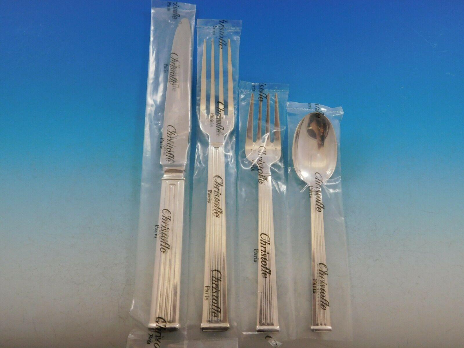 Triade by Christofle France Silverplated Flatware Set for 8 Service 48 Pieces In Excellent Condition In Big Bend, WI
