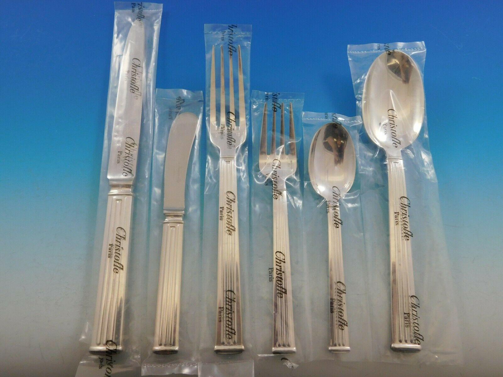 Dinner size triade by Christofle France silver plated Flatware set - 48 pieces. This set includes:

8 dinner knives, 9 3/4