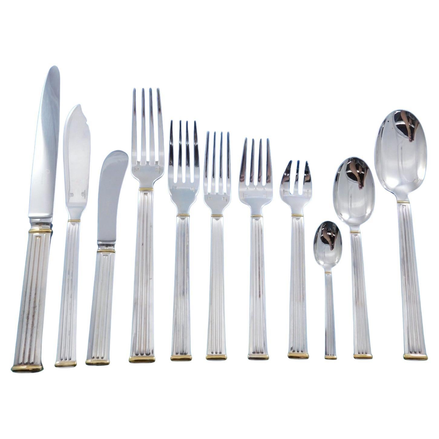 Triade Gold by Christofle France Silverplated Flatware Set Service 140 pc Dinner