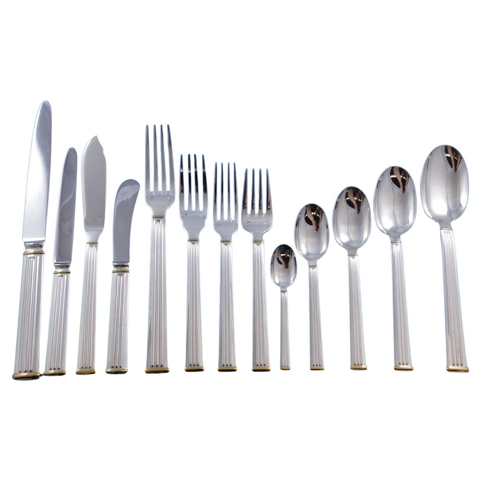 Triade Gold by Christofle France Silverplated Flatware Set Service 162 pc Dinner For Sale
