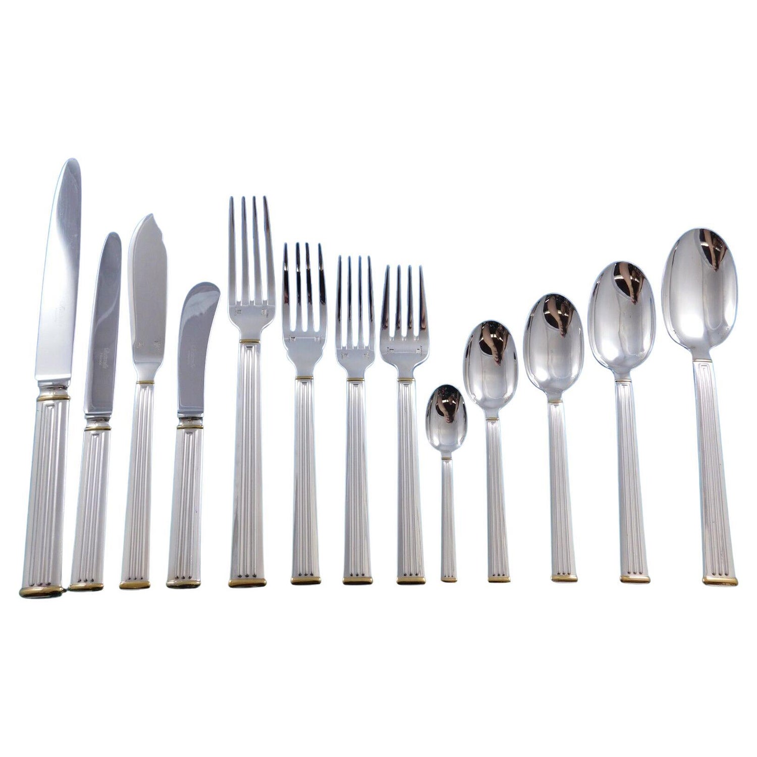 Louis XVI by Saint Medard Argenterie French Silverplate Flatware Set Dinner  98pc For Sale at 1stDibs | argenterie st medard, argenterie saint medard