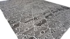 Trial Ram’s horn Gray and Ivory Geometric Wool Flatweave Rug 10'4''x13'1''