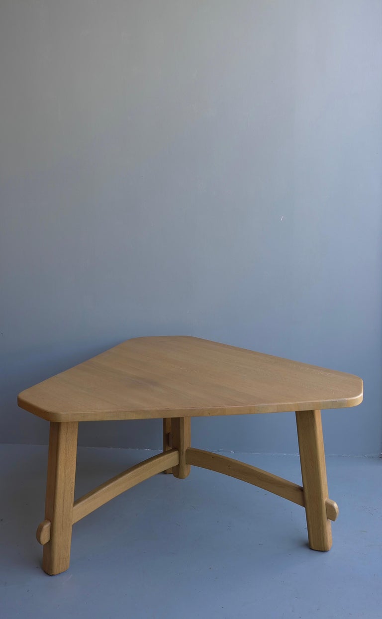 Triangel Solid Oak Dining Table in Style of Pierre Chapo, France, 1960's For Sale 5