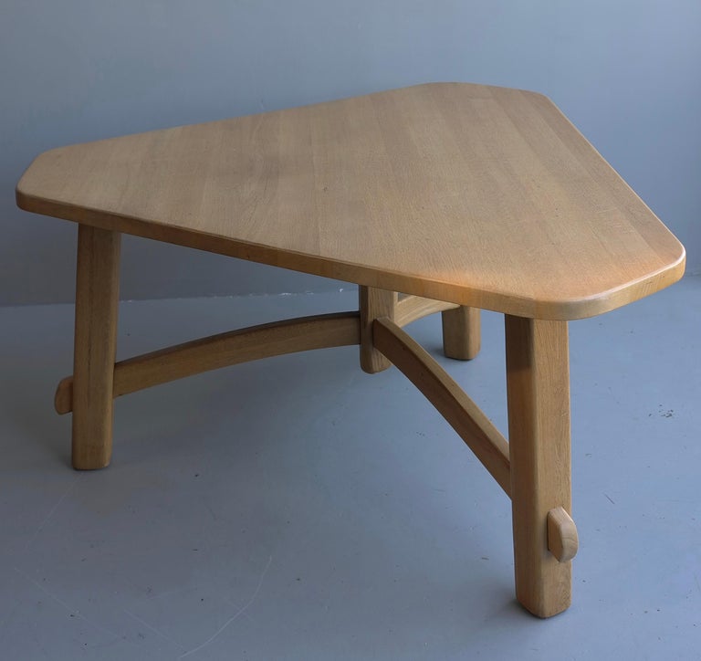 Triangel Solid Oak Dining Table in Style of Pierre Chapo, France, 1960's For Sale 6