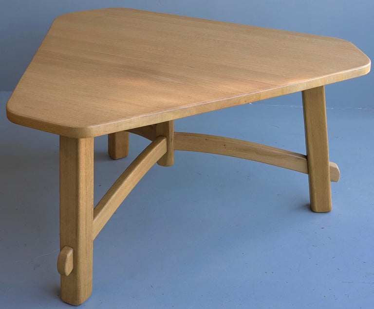 Triangel Solid Oak Dining Table in Style of Pierre Chapo, France, 1960's For Sale 2
