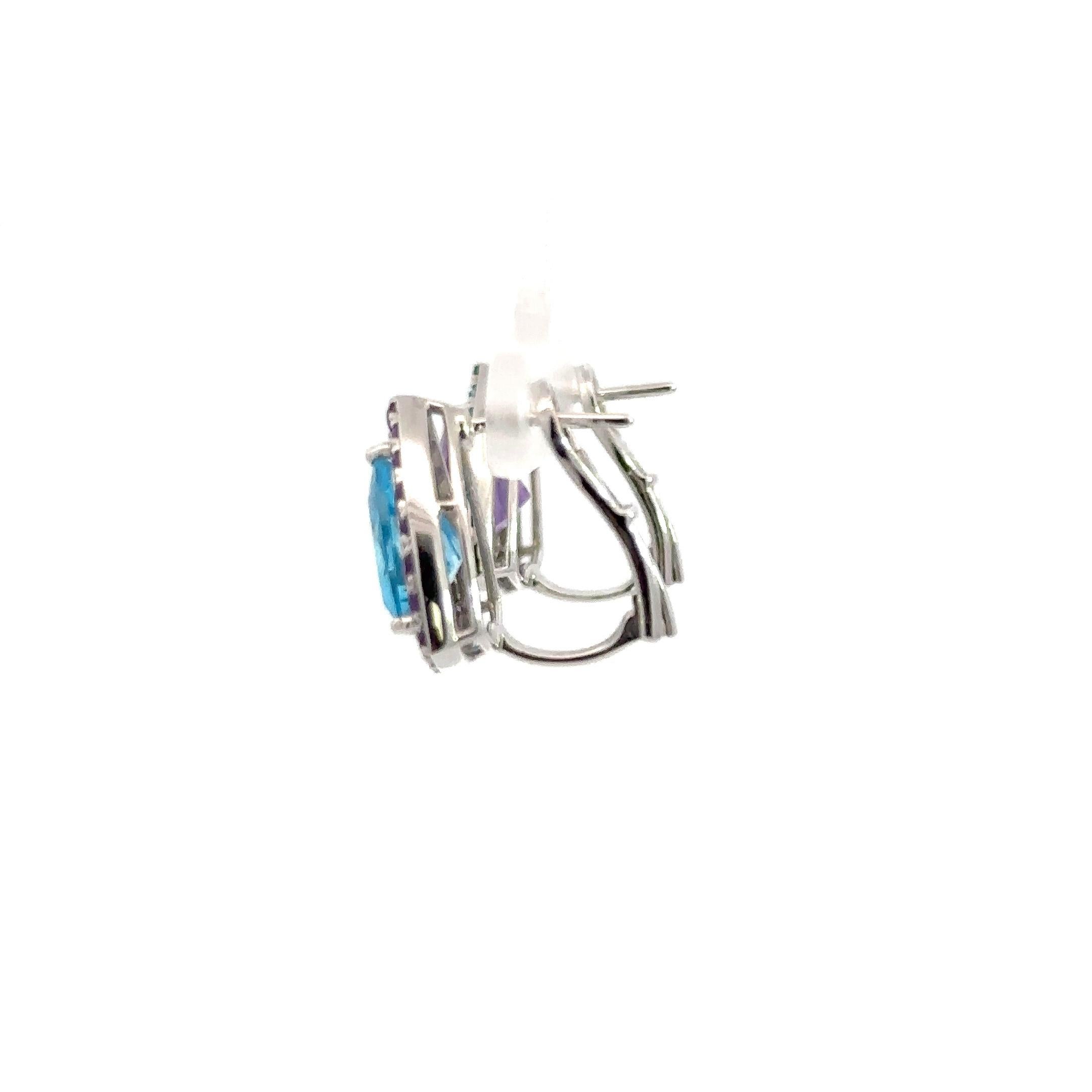 Triangle Amethyst Topaz 18K White Gold Exclusive Ring For Sale 3