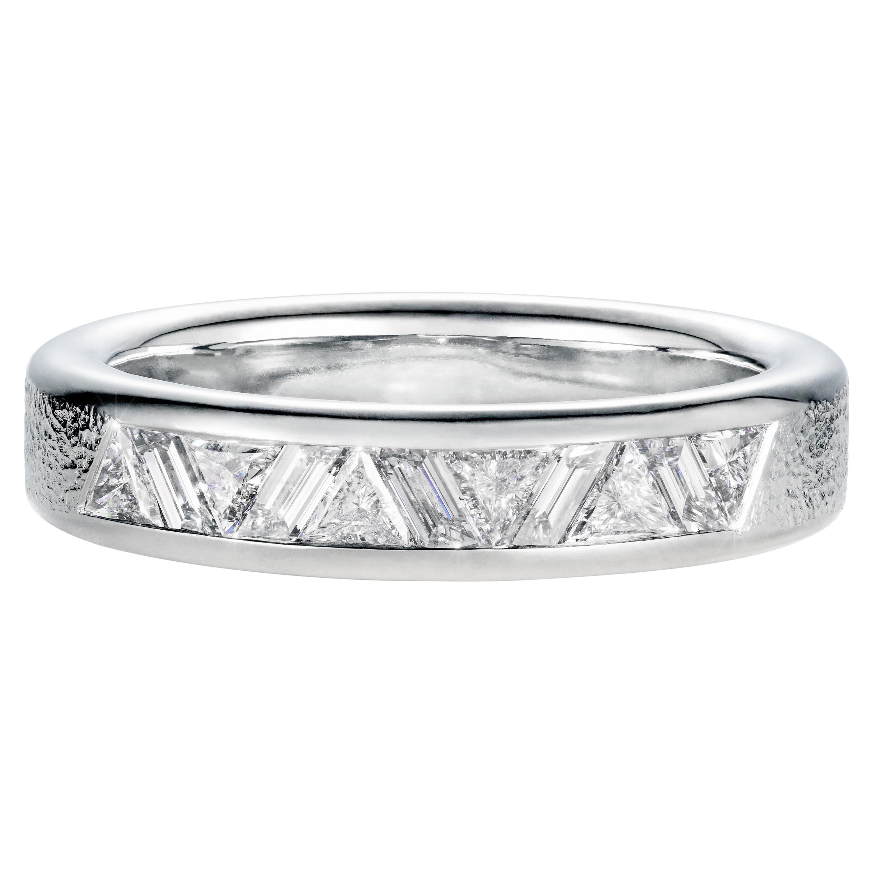 Marcel Salloum Triangle and Parallelogram Baguette Diamond Band in Platinum For Sale
