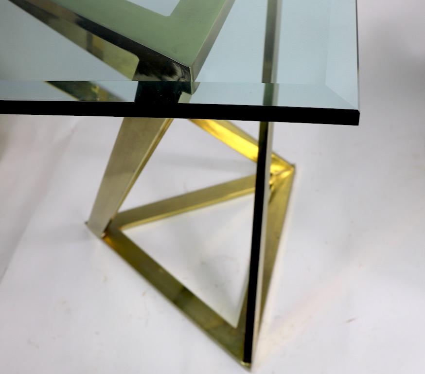 Metal Triangle Base Table Attributed to Milo Baughman