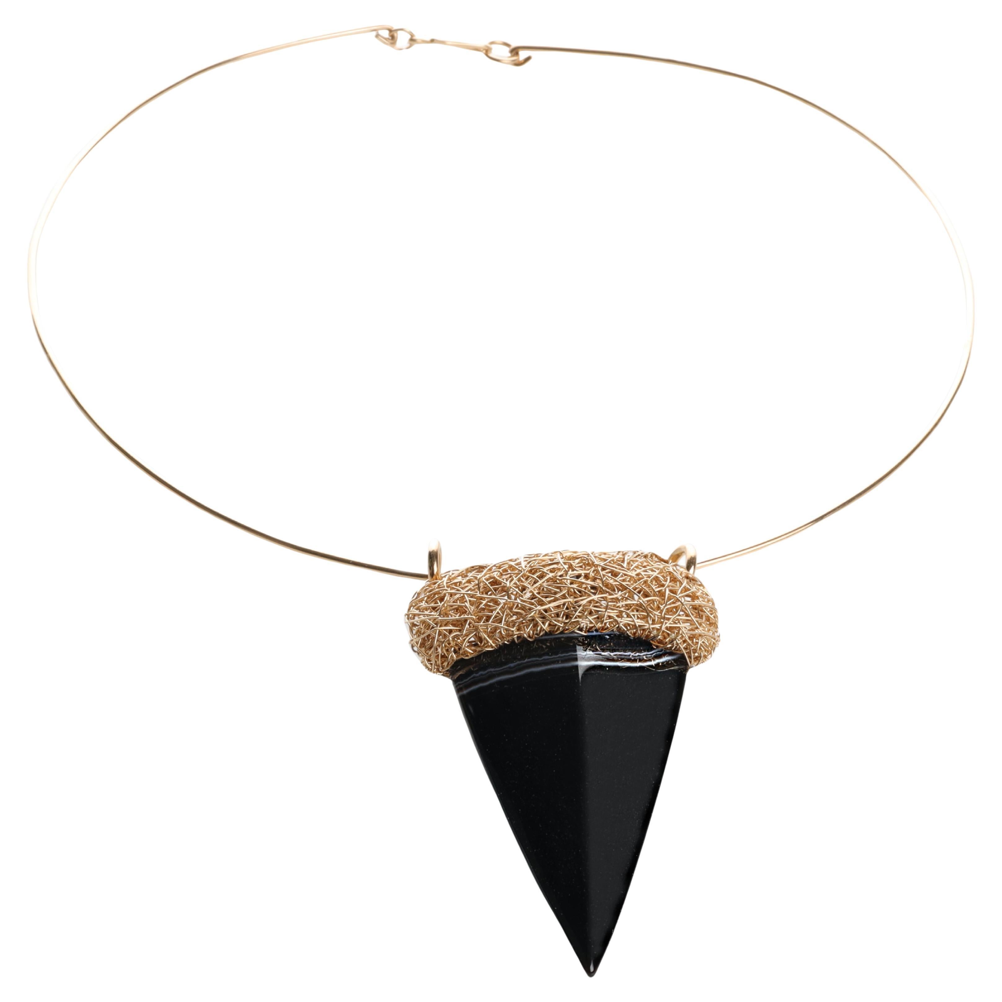 Triangle Black Agate One-Off Cocktail or Statement Necklace